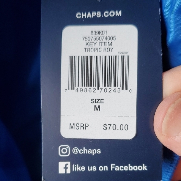 Chaps Blue Quilted Travel Easy Packable  Vest - Picture 3 of 9